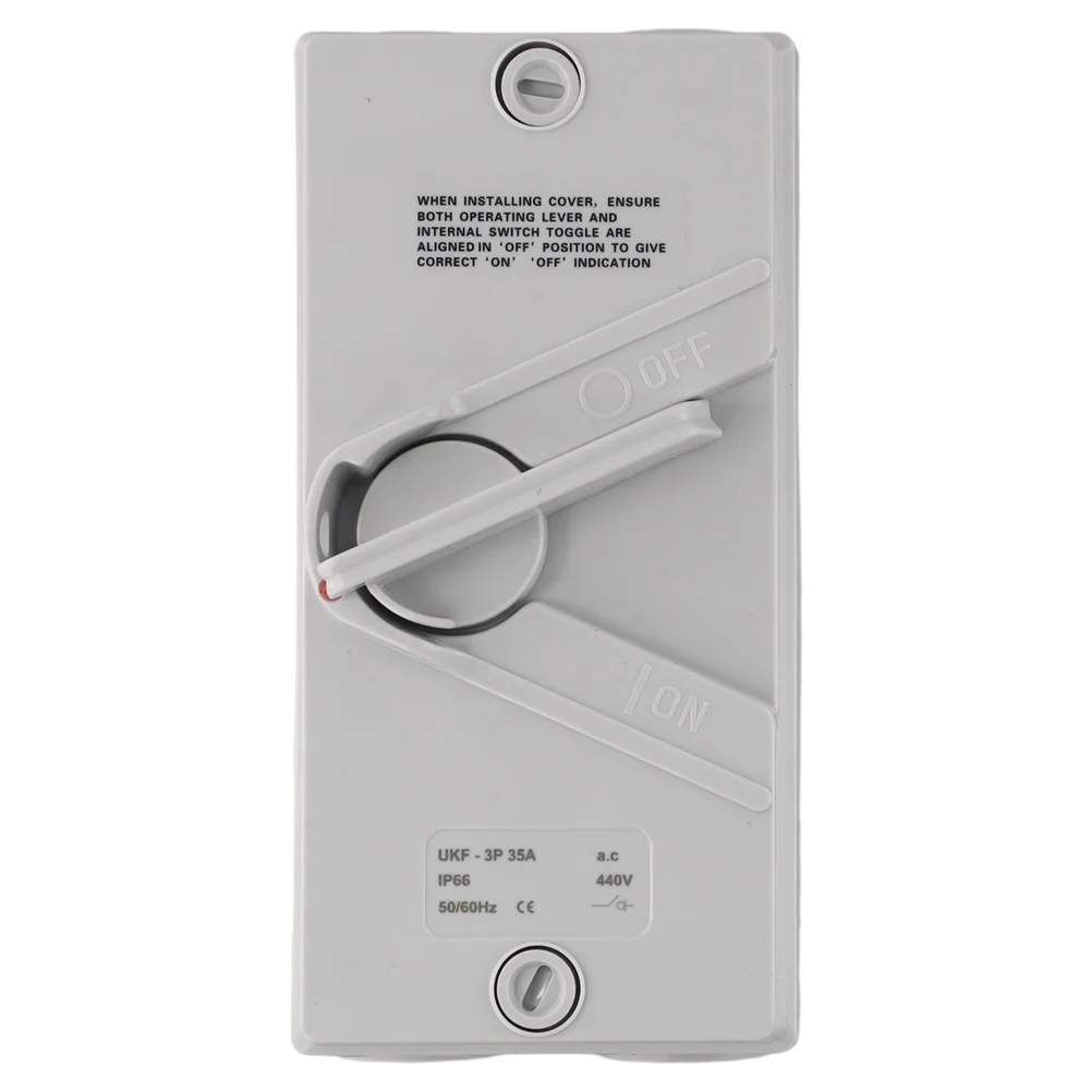 Industrial Grade 3P Disconnect Switch 63A IP56 Sealed Enclosure for 110~440V AC Motor Circuits White ABS Material