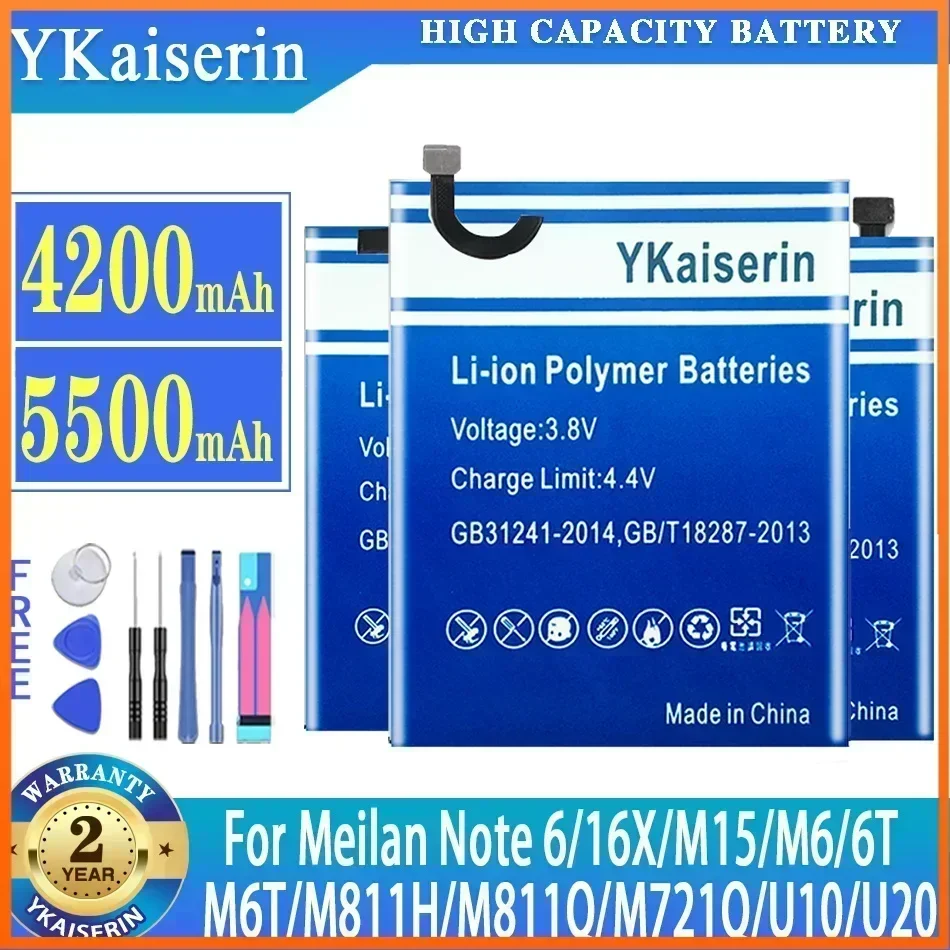 

YKaiserin Battery For Meizu Meizy Meilan BA872 BA811 BA871 BA721 BU10 Note 6 Note6 16X M15 M6 6T M6T M811H M811Q M721Q Bateria