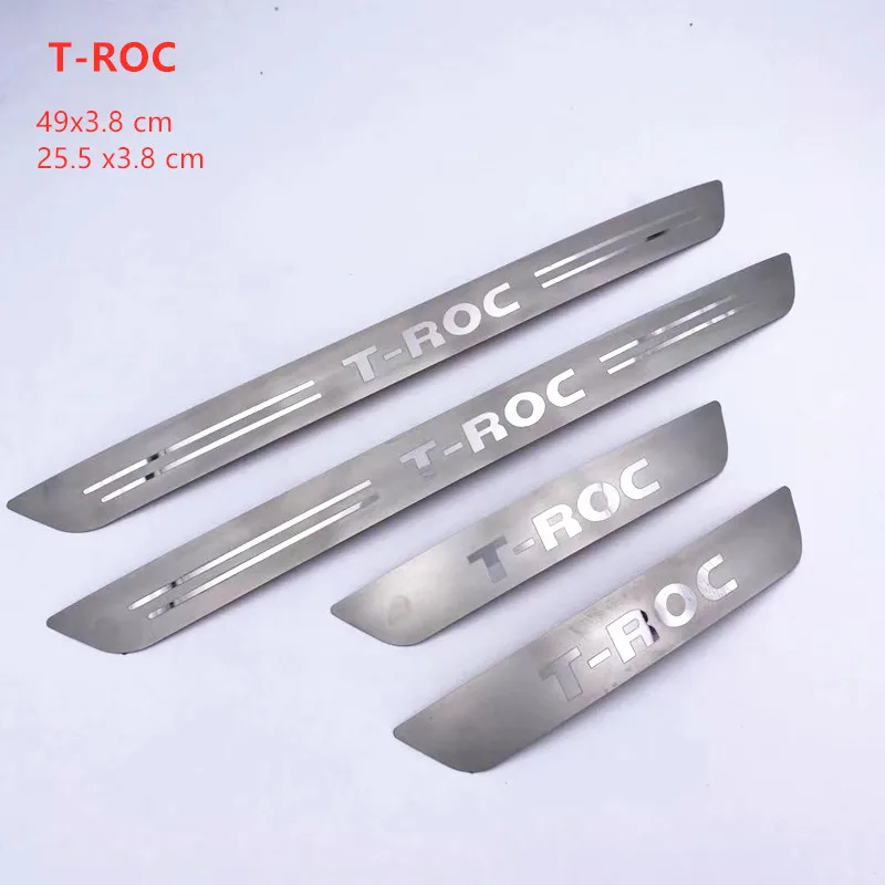 For Volkswagen VW T-ROC 2017 2018 Stainless Steel Door Sill Strip Welcome Pedal Trim Auto Car Styling Stickers Accessories 4pcs