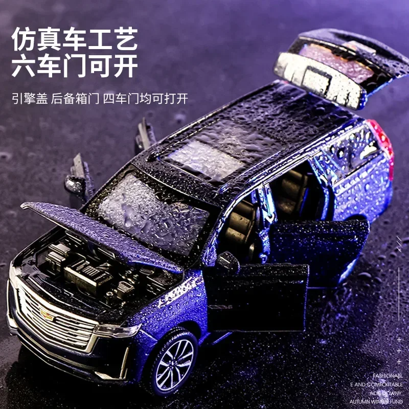 1:32 Cadillac Escalade pojazd terenowy symulacja Diecast Model samochodu ze stopu metali dźwięk światło wycofać kolekcja zabawek dla dzieci prezenty