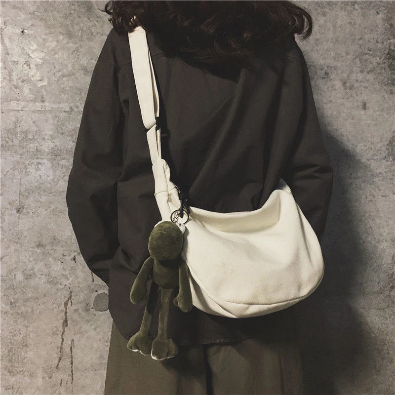 Bolso cruzado de lona de gran capacidad, estilo callejero Hip-Hop, para hombre y mujer