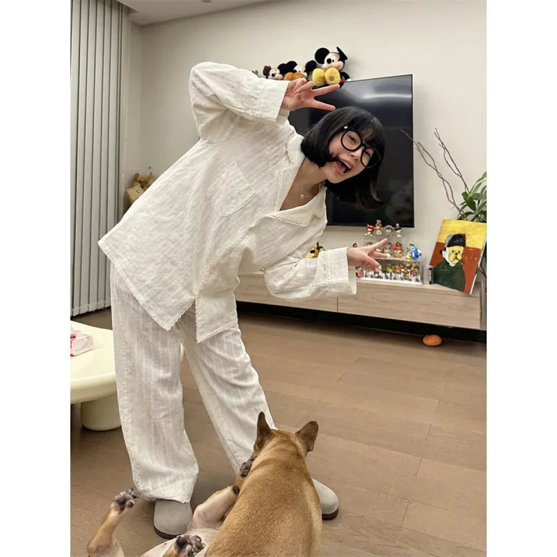 

Однотонный кардиган и пижамный комплект для женщин, весна 2026, новая домашняя одежда, которую можно носить на улице