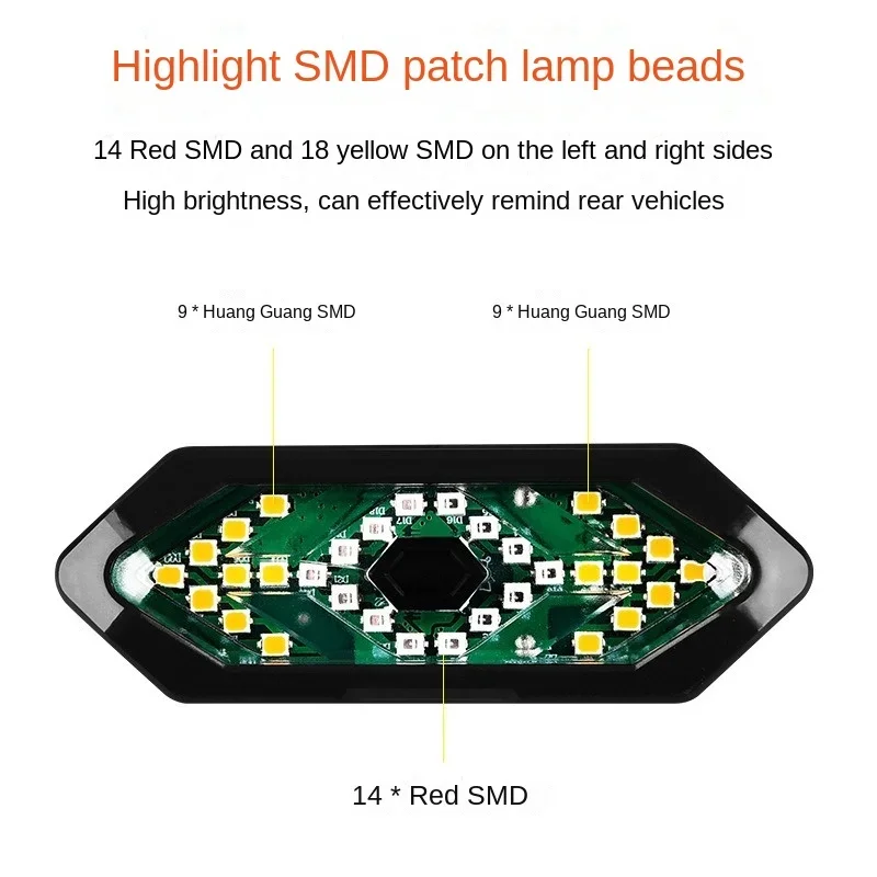 Lámpara trasera inteligente para bicicleta, luces de señal de giro remotas inalámbricas, luz trasera LED para bicicleta de montaña, instalación fácil, Dirección de scooter eléctrico