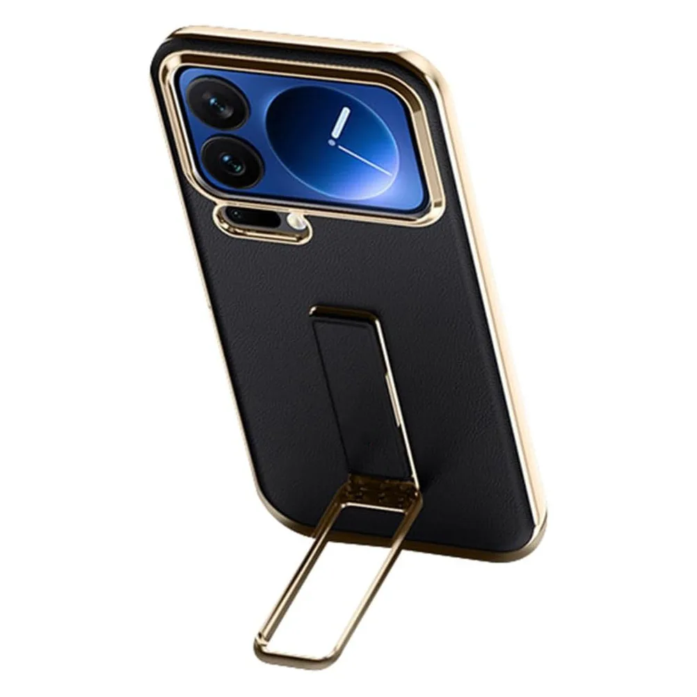 

Кожаный чехол с ремешком и подставкой для Xiaomi 17 Pro Max/17 Pro/17 - позолоченная отделка, защитная пленка для камеры