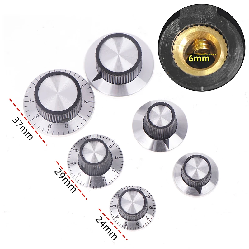 1PC 6MM Shaft Effect Pedal Knob DIY Accessories Chrome Top Vintage Guitar AMP Amplifier Knob Arrow Indication Knob