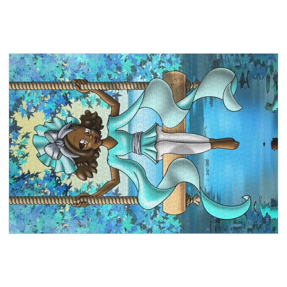 

African American Girl on Swing Jigsaw Puzzle Wood Adults Name Wooden Toy Wooden Name Custom Personalized Wood Name Puzzle