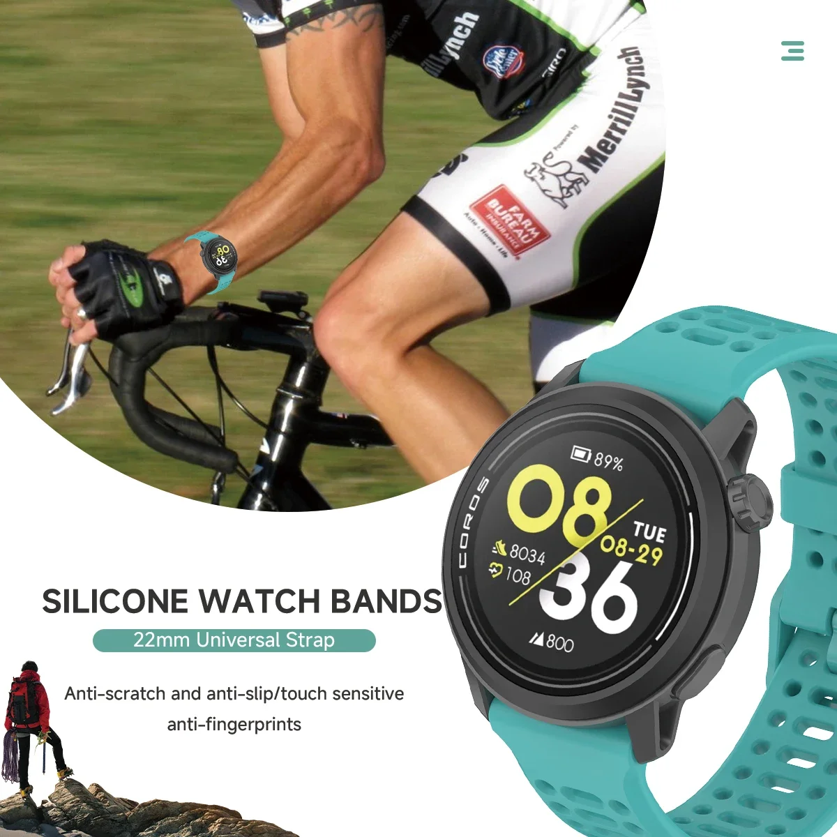 سيليكون 20 مللي متر 22 مللي متر حزام ل كوروس بيس 3 2 لينة سوار رياضي ل كوروس APEX 2 برو APEX برو 46 مللي متر 42 مللي متر تنفس المعصم العصابات