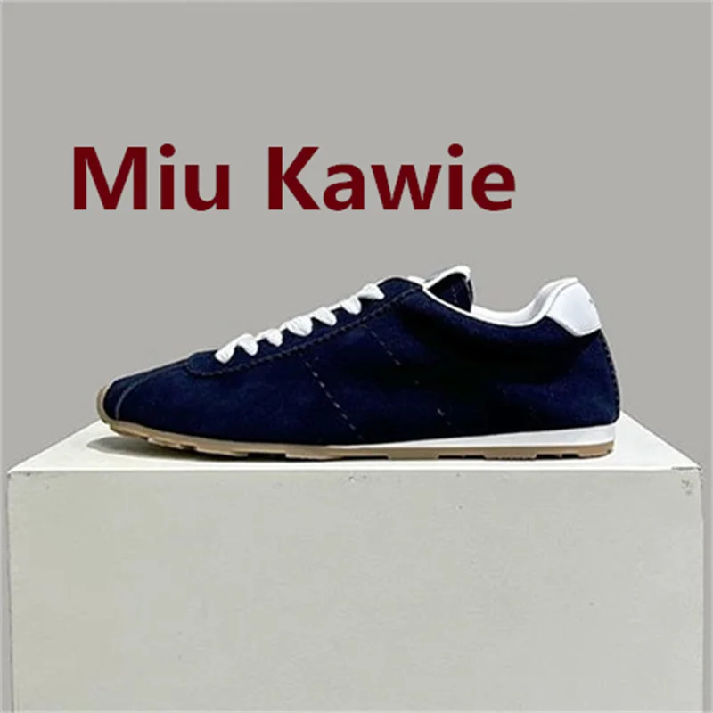 Miu Kawie Suede Cowhide Women's sneakers Real Leather Running Tennis Women's Shoes Designer High Quality Sports Casual Shoes