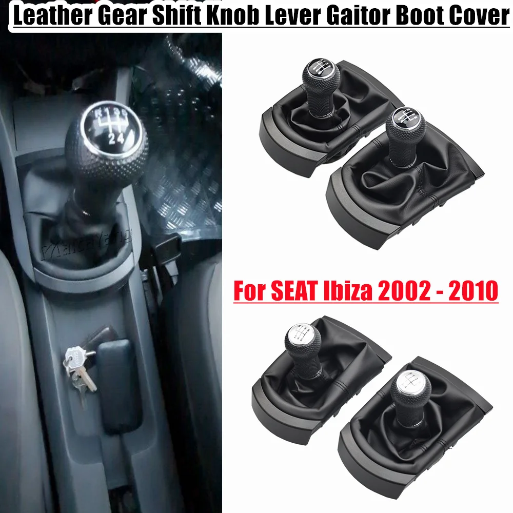 Hight Quality Car Manual 5 / 6 Speed Gear Shift Knob Lever Stick Gaiter Boot Dust Cover Collar For SEAT Ibiza 2002 - 2010