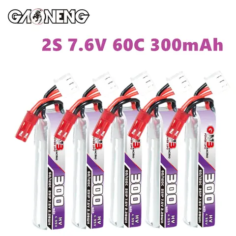GAONENG GNB Lipo 배터리, JST 플러그 포함, 원격 제어 완구 모델 UAV FPV 드론 7.6V 배터리, 2S, 7.6V, 300mAh, 60C, 120C