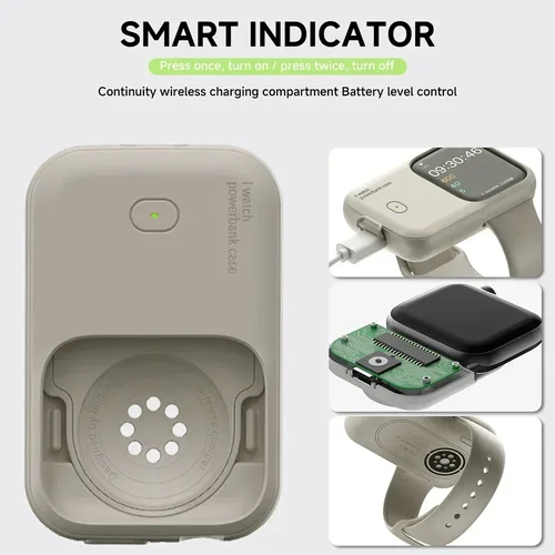 Imagen 2 del producto Cargador inalámbrico portátil, batería de repuesto de 1200mAh, dispositivo Powerbank para Apple Watch8 7 6 5 4 SE Ultra para iWatch, estuche de carga rápida