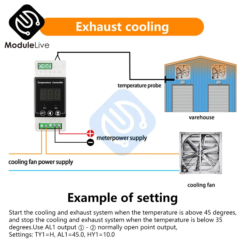 DIN Rail Digital Adjustable Temperature Controller Heating and Cooling Temperature Relay Control Thermostat AC 100V-240V 8-24V