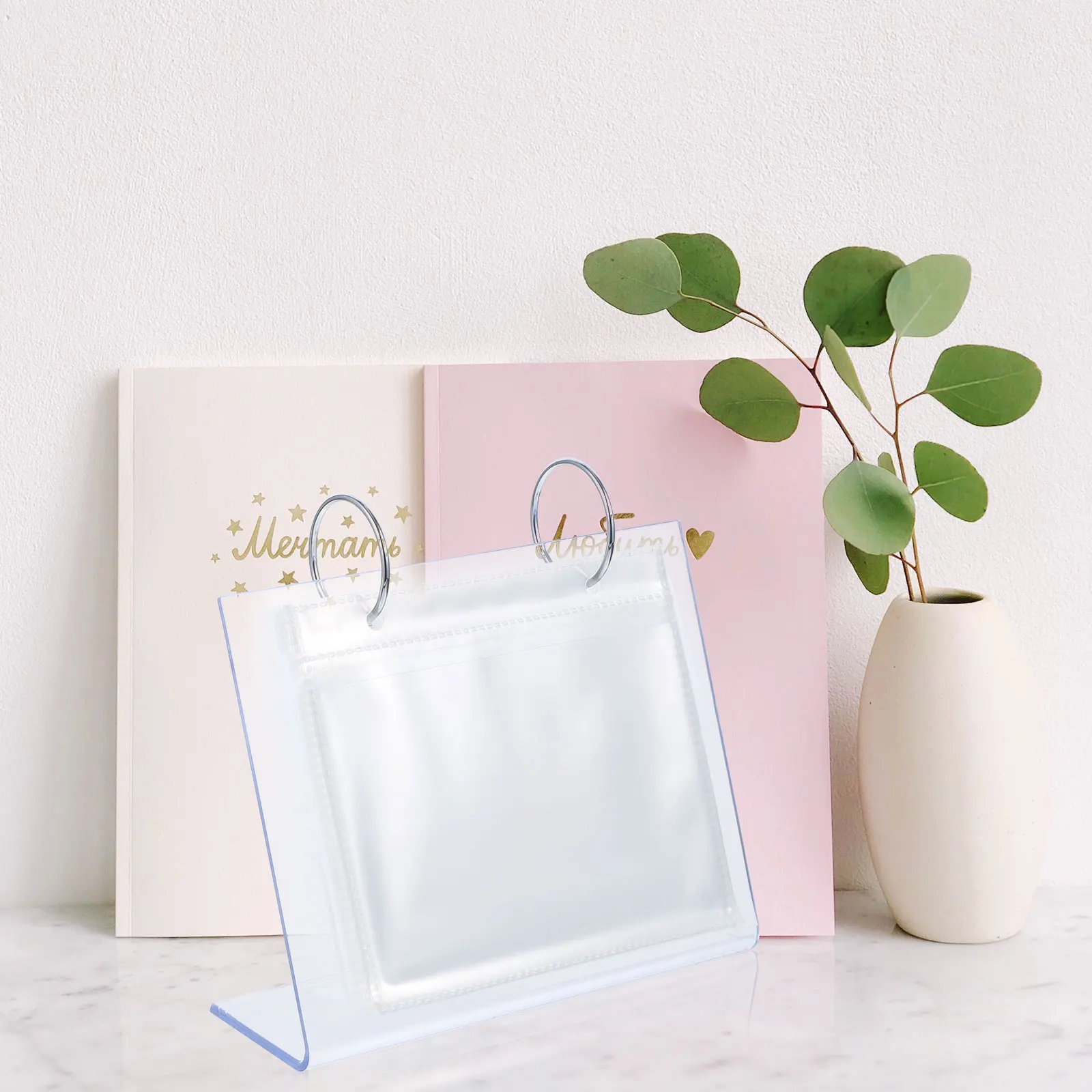 

2Pcs Desktop Acrylic Photo Album Compact Photo Display Holder Table Stand for Desk Home Decoration Picture Frame Stand