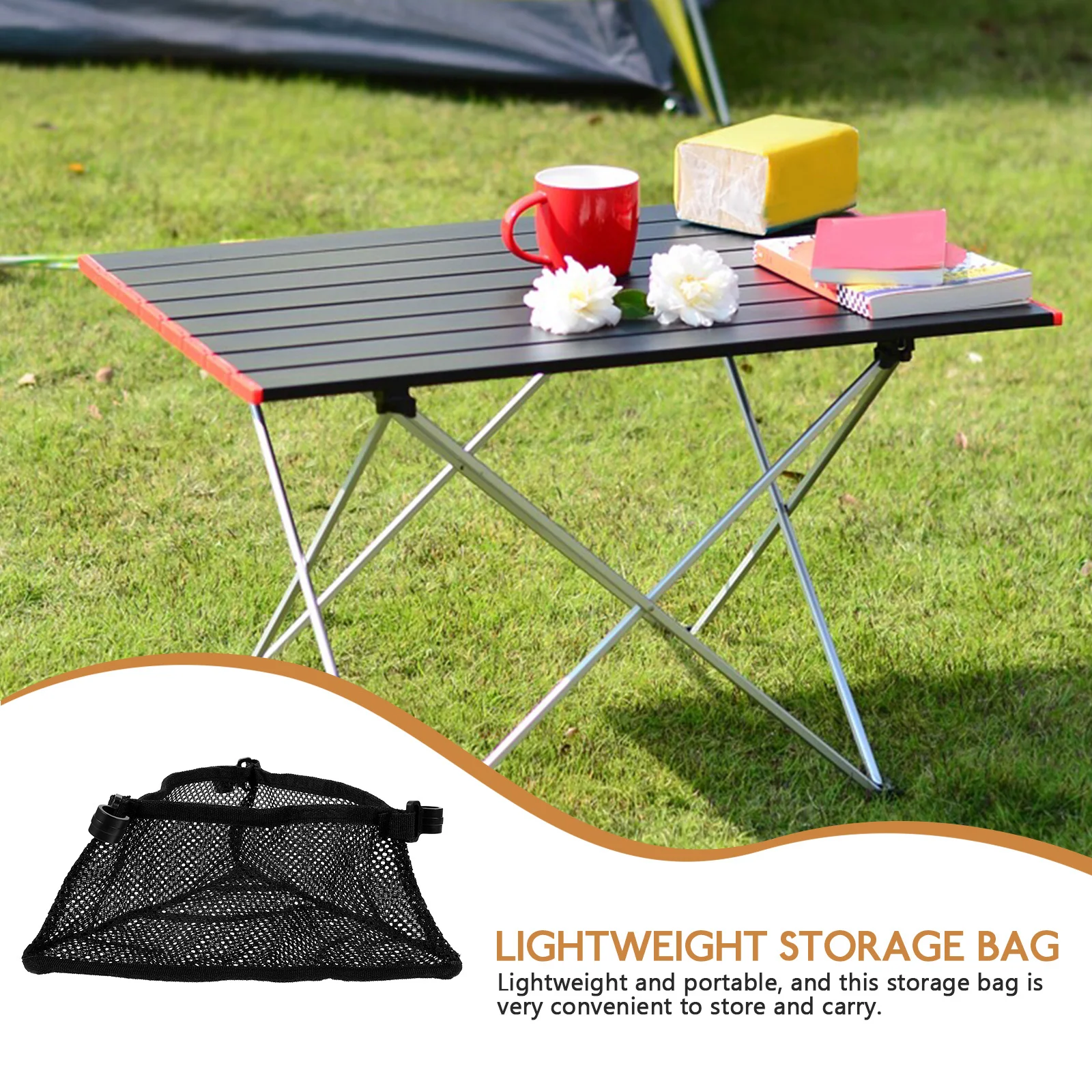 

Folding Desk Storage Bag Mesh Cloth Lightweight Portable Hanging Net for Camping Picnic Travel Outdoor Foldable Table Organizer
