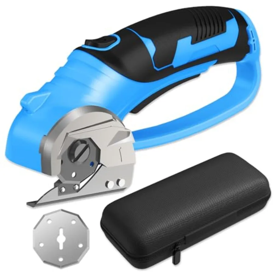 

Беспроводные электрические ножницы 4В для резки коробок и картона с 2 титановыми лезвиями - Роторный резак с LED-подсветкой для ткани