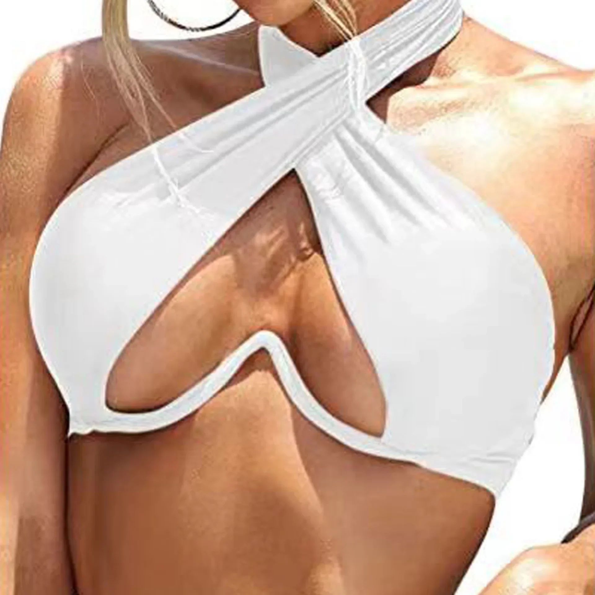 Gran oferta de la temporada, nuevo traje de baño de una pieza con soporte de acero Multicolor, Top de Bikini integrado, traje de baño de pecho pequeño para mujer, versátil