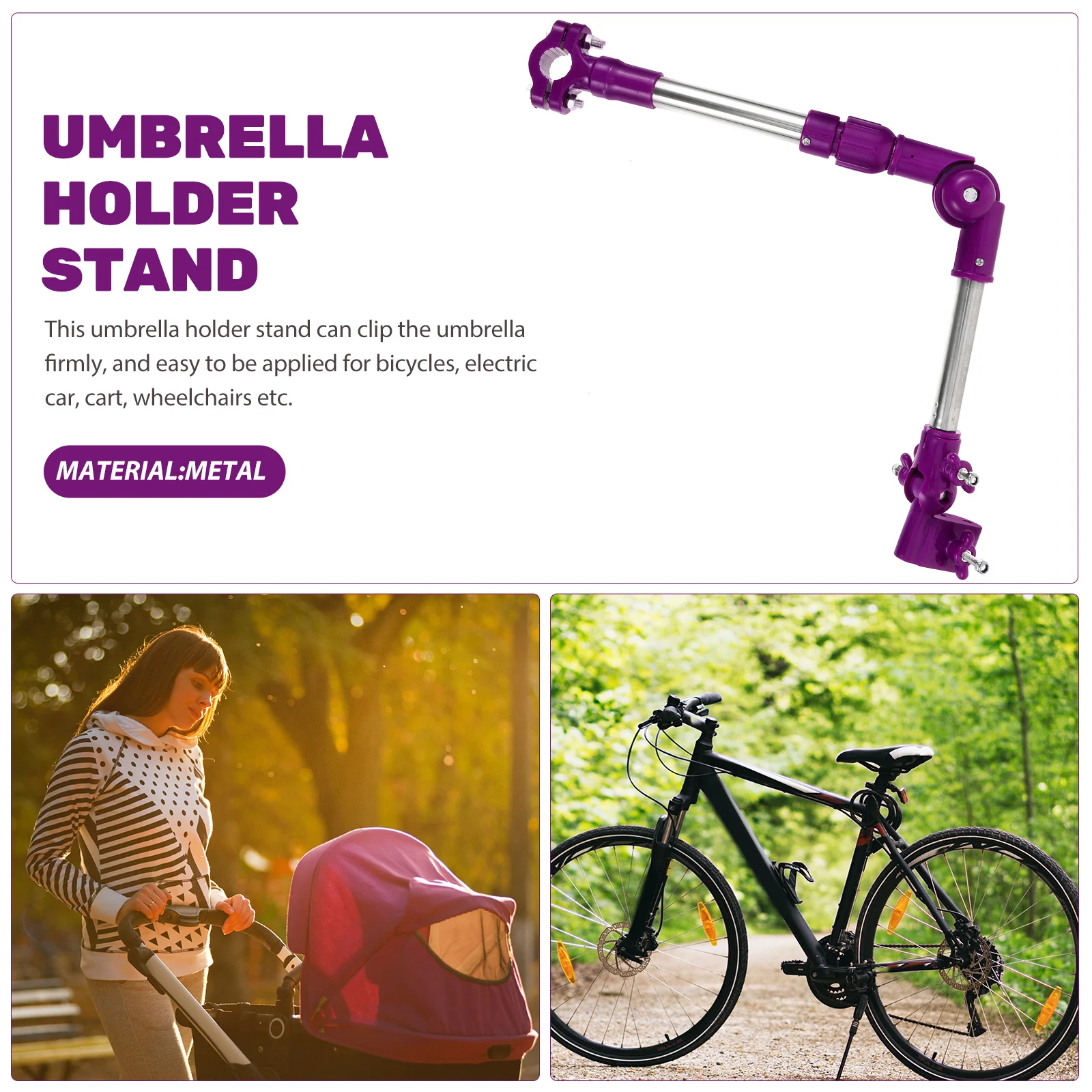 

Adjustable Bicycle Umbrella Stand Metal Holder For Bike Stroller Wheelchair Foldable Mount Easy Install Gift For Riders Outdoor