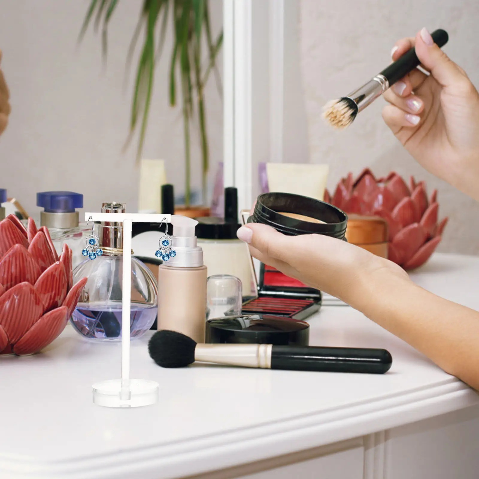 1Pcs Ear Stud Display Rack T-Shape Acrylic Earring Storage Holder Decorative Jewelry Organizer Desktop Earring Display Stand