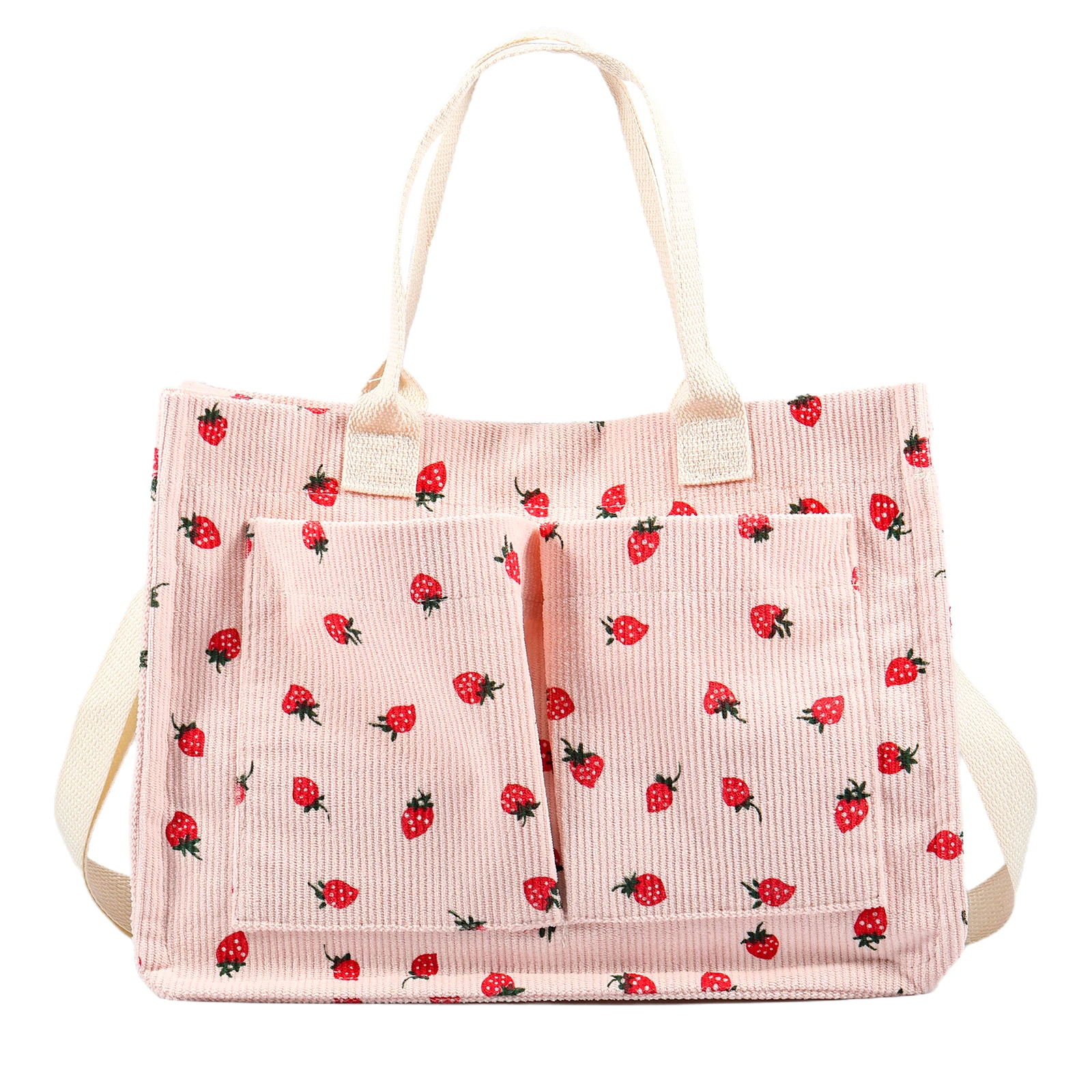 

Cute Strawberry Tote Bag Girls Fashion Shoulder Crossbody Bags Large Capacity Work Commuting Bucket Bag Travel Shopping Bags