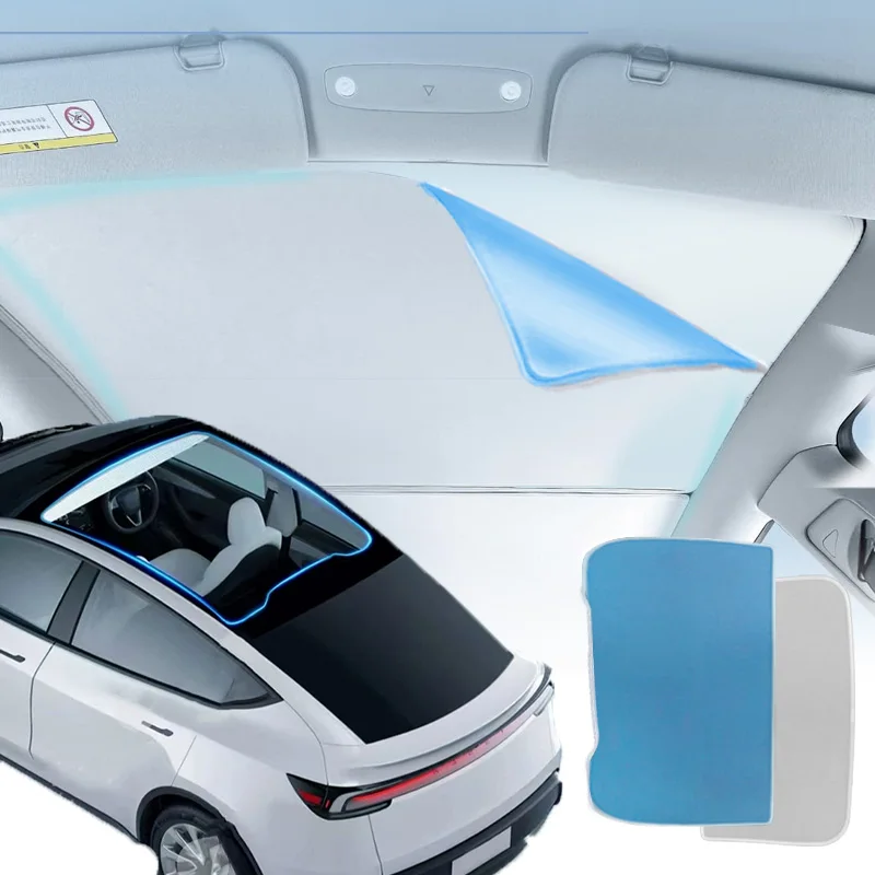 

"For Tesla Model Y | Hexagonal Honeycomb Sunroofs Sunshade | Blue Aluminum Reflective Layer | 99% UV Blocking"