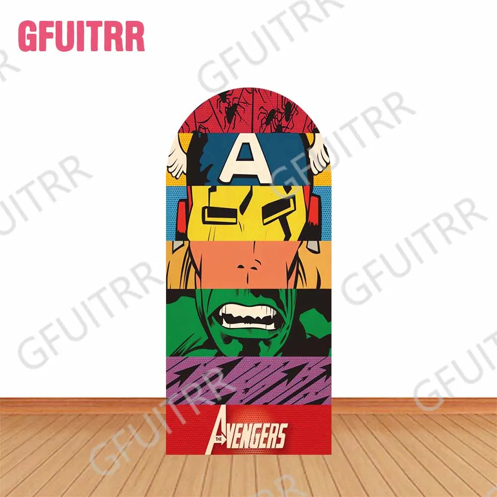 أغطية خلفية قوس المنتقمون لصور Marvel Superhero لحفلات أعياد الميلاد وديكور خلفية للحفلات بسحاب مزدوج الجانب