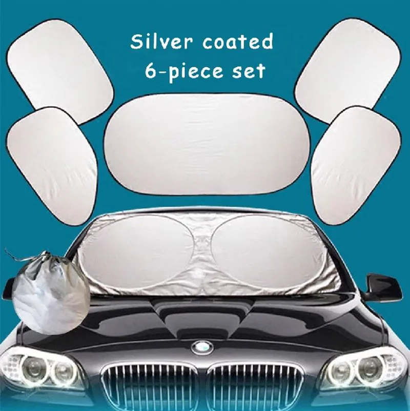 

6 Pieces/Set Car Sunshade Windshield Covers Anti Snow Ice Window UV Protection Shield Reflective Sun Block Front Rear Back Side