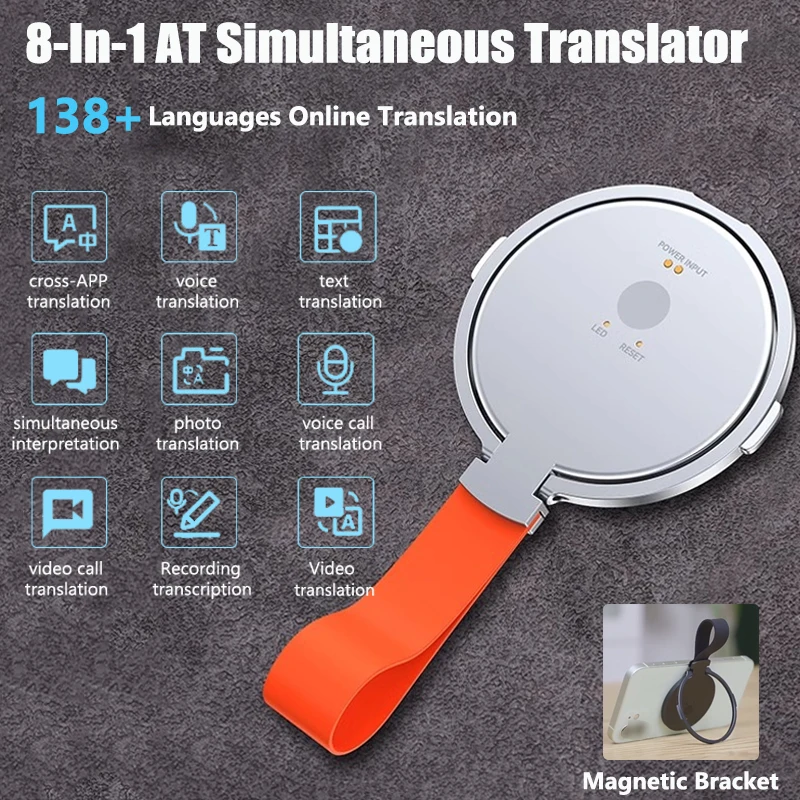 

Portable AI Translator Magnetic Bracket 138 Languages Smart Translator Offline Real Time Smart Voice Text Photo Video Translator