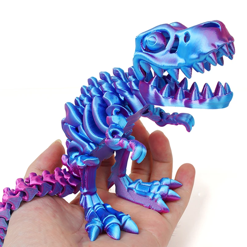 3D Printed Tyrannosaurus Rex Skeleton Dragon Crafts Model Movable Joints Kids Gift Desktop Decor Realistic Dinosaur Figurine