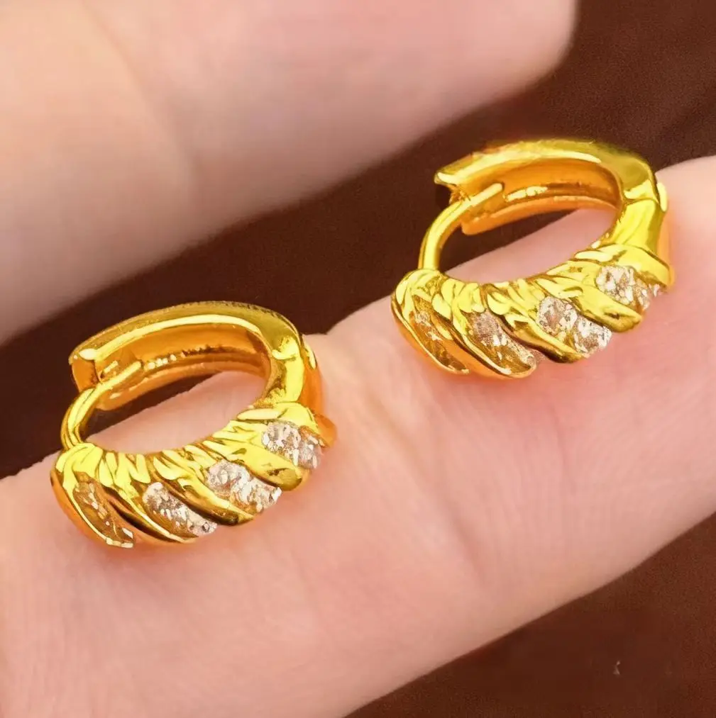 

Fashion 18kt Gold Color Dot Drill Ear Buckle Earrings for Women Girl Christmas Birthday Wedding Engagement Jewelry Gifts