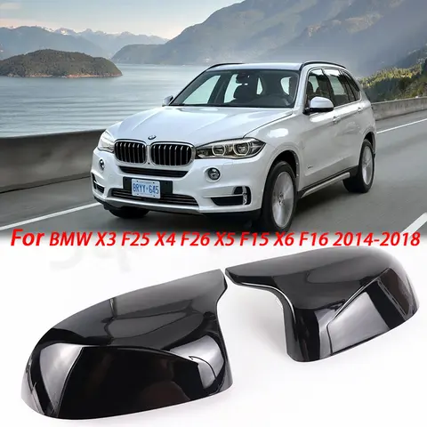 M 스타일 블랙 카본 패턴 자동 백미러 캡 커버 BMW 2014-2018 F15 X5 F16 X6 F26 X4 F25 X3 용 블라인드 스팟 미러