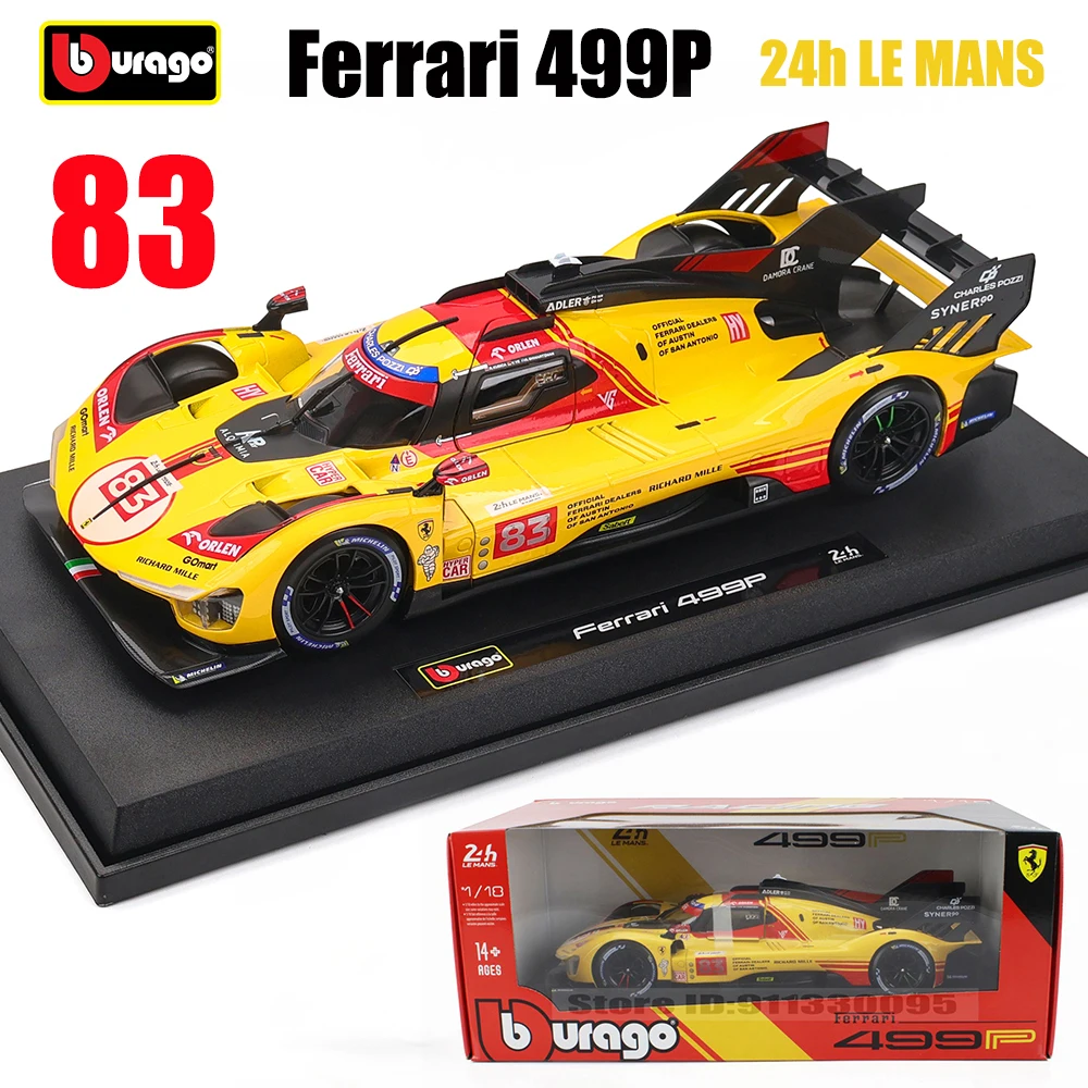 

Bburago 1:24 2024 Ferrari 499P LMH 83 # Le Mans 24-hour racing alloy luxury car die-casting car model toy collection gift