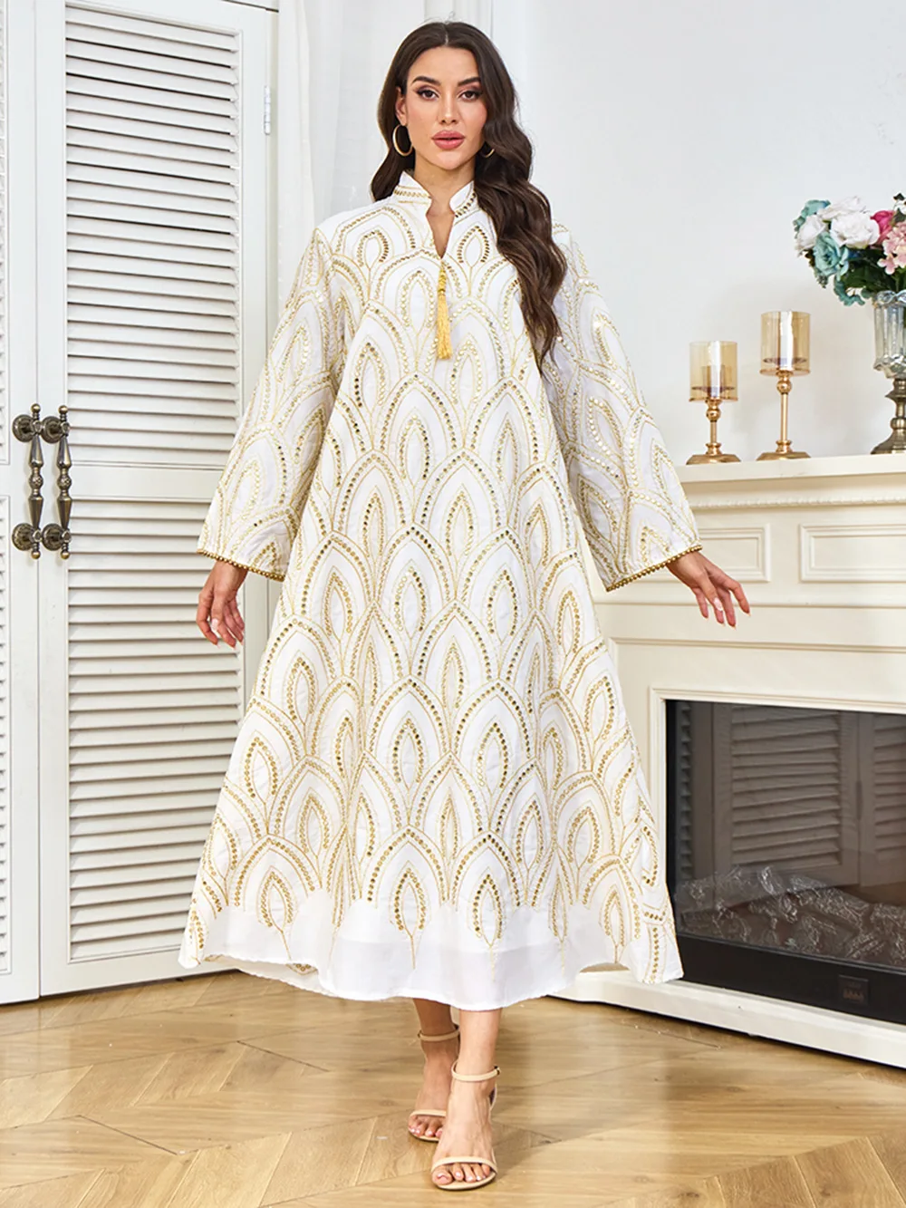 Eid Abaya Vestito Delle Donne Musulmano Jalabiya Paillettes Abiti Largos Partito Caftano Ramadan Abiti Lunghi Dubai Caftano Arabo Robe 2025