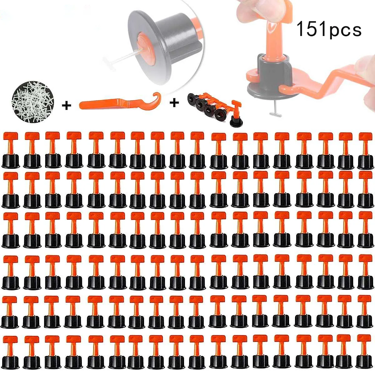 

Tile Leveling System, Leveling Wedges, Alignment Spacers, Locator, Floor Wall Clamp