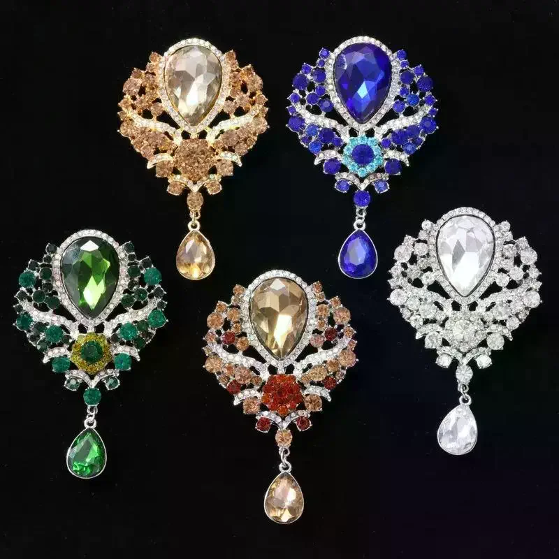 1Pcs Wedding Bridal Bouquet Clear Crystal Rhinestone Teardrop Dangle Brooch Pin Hot Women Men Brooch Clothing Accessories