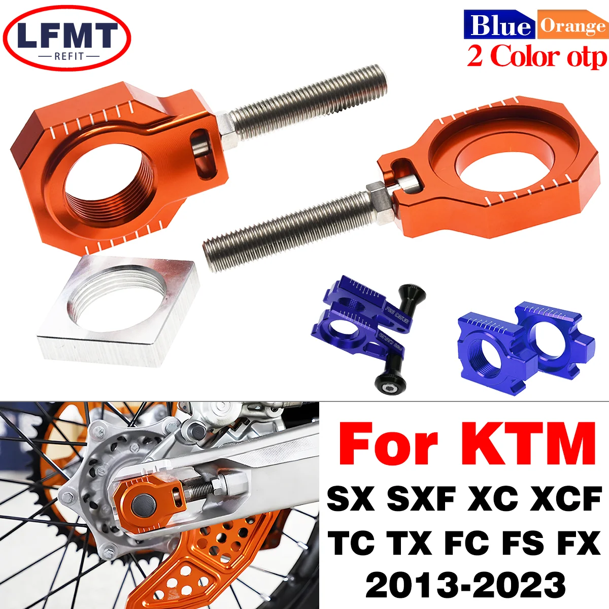 

Motorcycle CNC 25mm Rear Chain Adjuster Axle Block For Husqvarna TC FC TX FS For KTM SX SX-F XC XC-F 125cc-500cc 2013-2022 2023