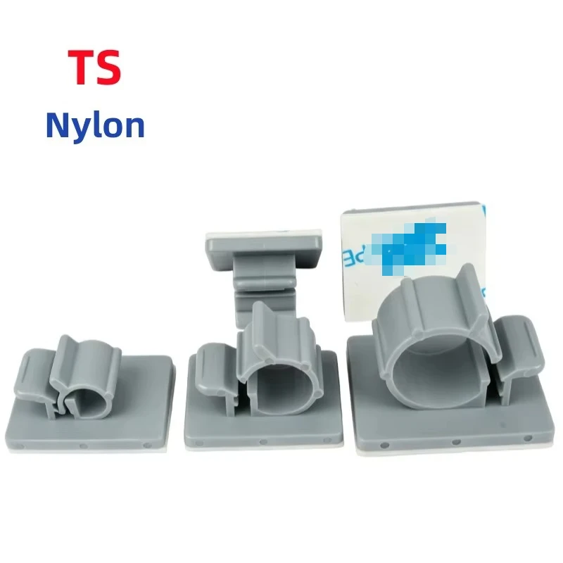 TS Gray Nylon Adhesive Fixing Seat Cable Organizer Clips Wire Manager USB Charging Data Line Bobbin Winder Cable Management