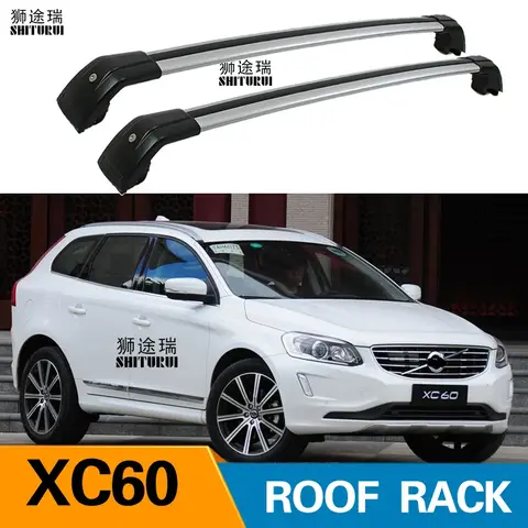 SHITURUI 알루미늄 합금 사이드 바, 크로스 레일 루프 랙, 수하물 캐리어, 볼보 XC60 2008-2023 (156) 용 루프 바, 2 개