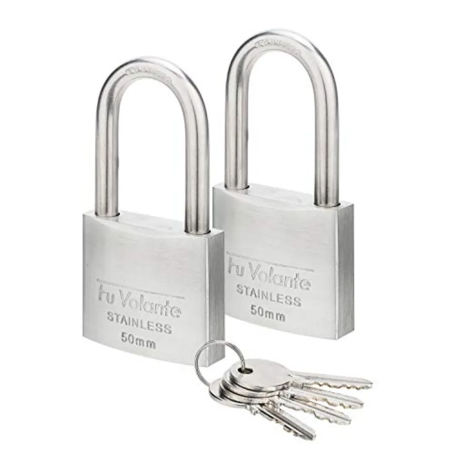 

Stainless Steel Pin Tumbler Padlock, 304 Marine Series, Weatherproof Padlock for Outdoor use, 2 inch Wide Body, Keyed Alike Loc