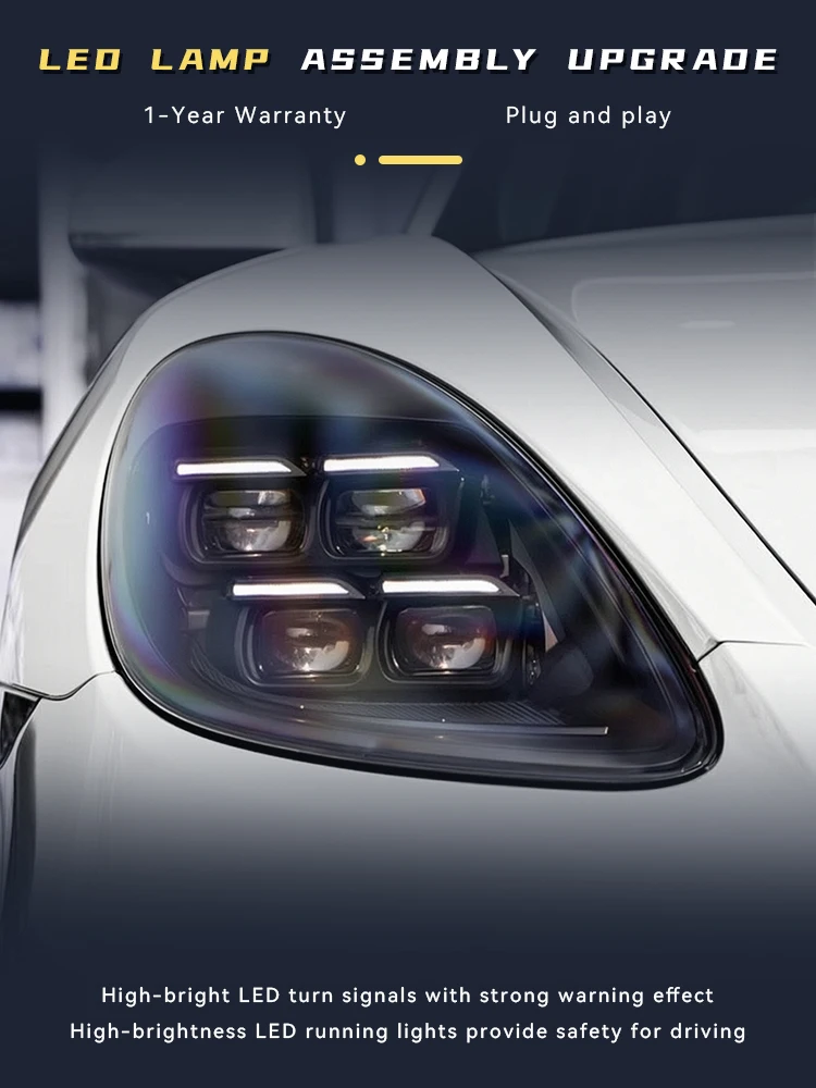 Auto Headlights For Porsche Cayman boxster 718 2016-2023 Front Lamp LED Bulbs DRL Newest Upgrade Projector Lens Car Accessories