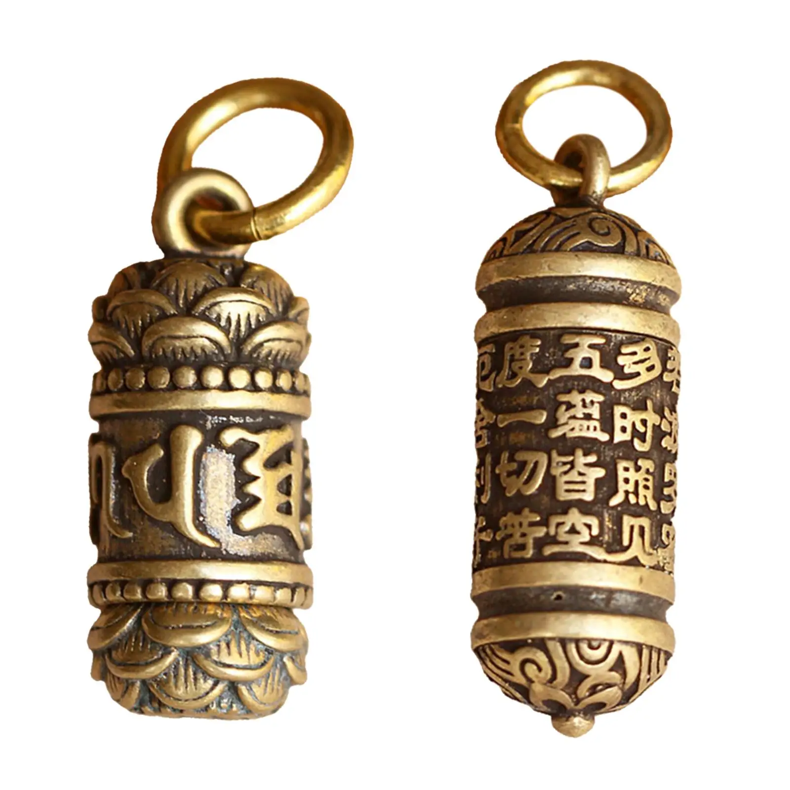 Hollow Brass Buddha Sutra Pendant Keychain Necklace Cylinder Charm Tibetan Buddhism Lucky Statue Home Decor Jewelry Making Gift