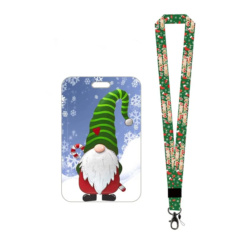 Weihnachten Gnome Kartenhalter Lanyard Schlüsselanhänger Yule Tür Kartenetui Umhängeband Chrimbo ID Ausweishalter Schlüsselzubehör – Detail 25