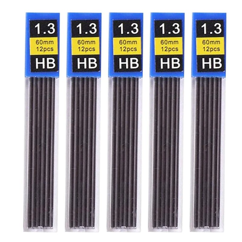 1.3Mm Thick Pencil Refills For Intense Writing, 5 Pieces Stationery Set For Students