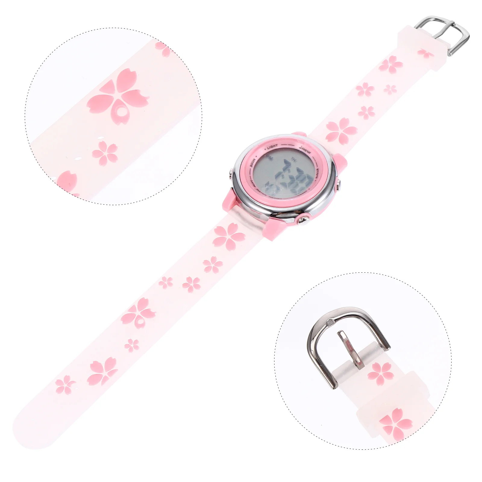 1Pcs Waterproof Watch Lovely Flower Pattern Cartoon Digital Wristwatch Durable School Outdoor Activity Flower Pattern Watch