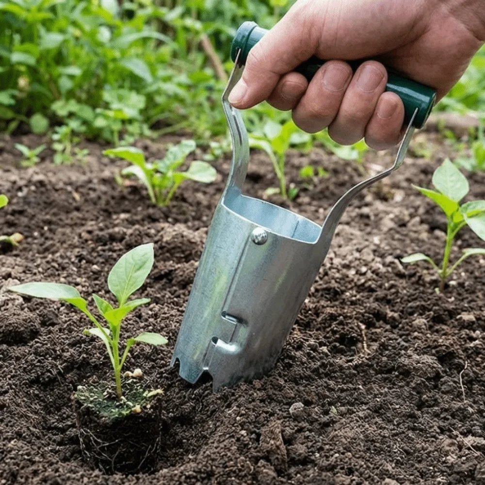 Handheld Seedling Transplanting Plastic Handle Cylinder Hole Punch Digger Efficient Horticultural Tool Seeder Excavator