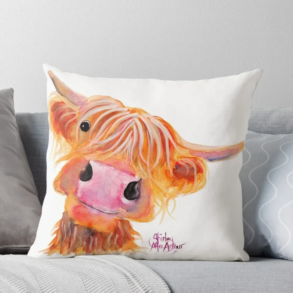 Highland Cow 'NESSIE' from Original Painting by Shirley MacArthur Throw Pillow christmas supplies Christmas Pillows Pillow