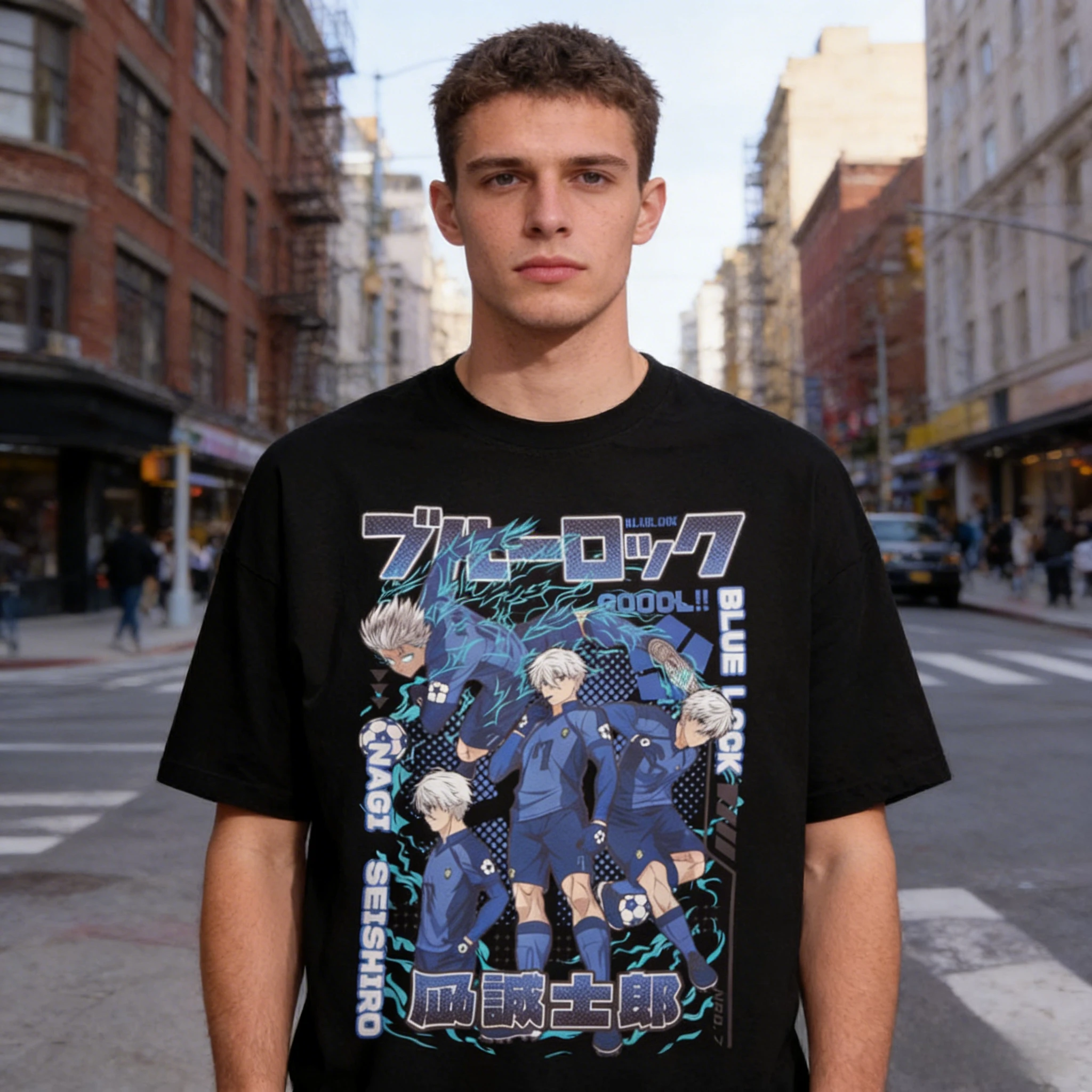 

Футболка Blue Lock Nagi Seishiro, мужская футболка с рисунком аниме Soccer Genius, летняя дышащая хлопковая футболка с короткими рукавами, повседневные топы