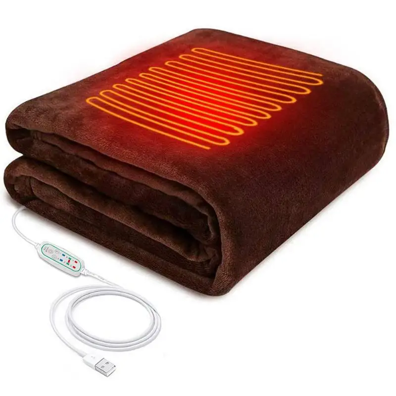 USB Electric Blanket Warm Heated Shawl 3 Heat Settings With Timing Function Electric Heating Blanket Wearable Soft Heating Blank