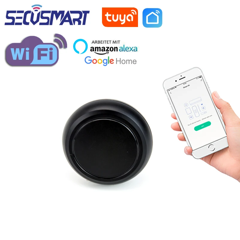 Tuya WiFi IR Remote Control Universal Infrared Controller Smart Home Control TV Air Conditioner Black Tuyasmart Smart Life APP