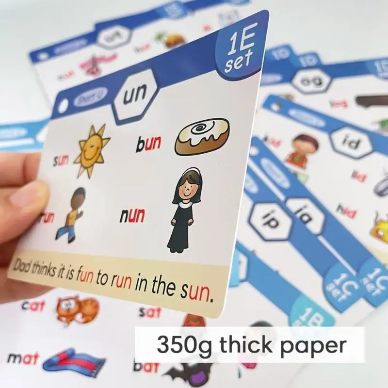 Phonics Learning Flash Cards Ustaw karty edukacyjne Foniki Zabawki Edukacyjne dla dzieci angielskie czytanie umiejętności d2rc — zdjęcie produktu 3