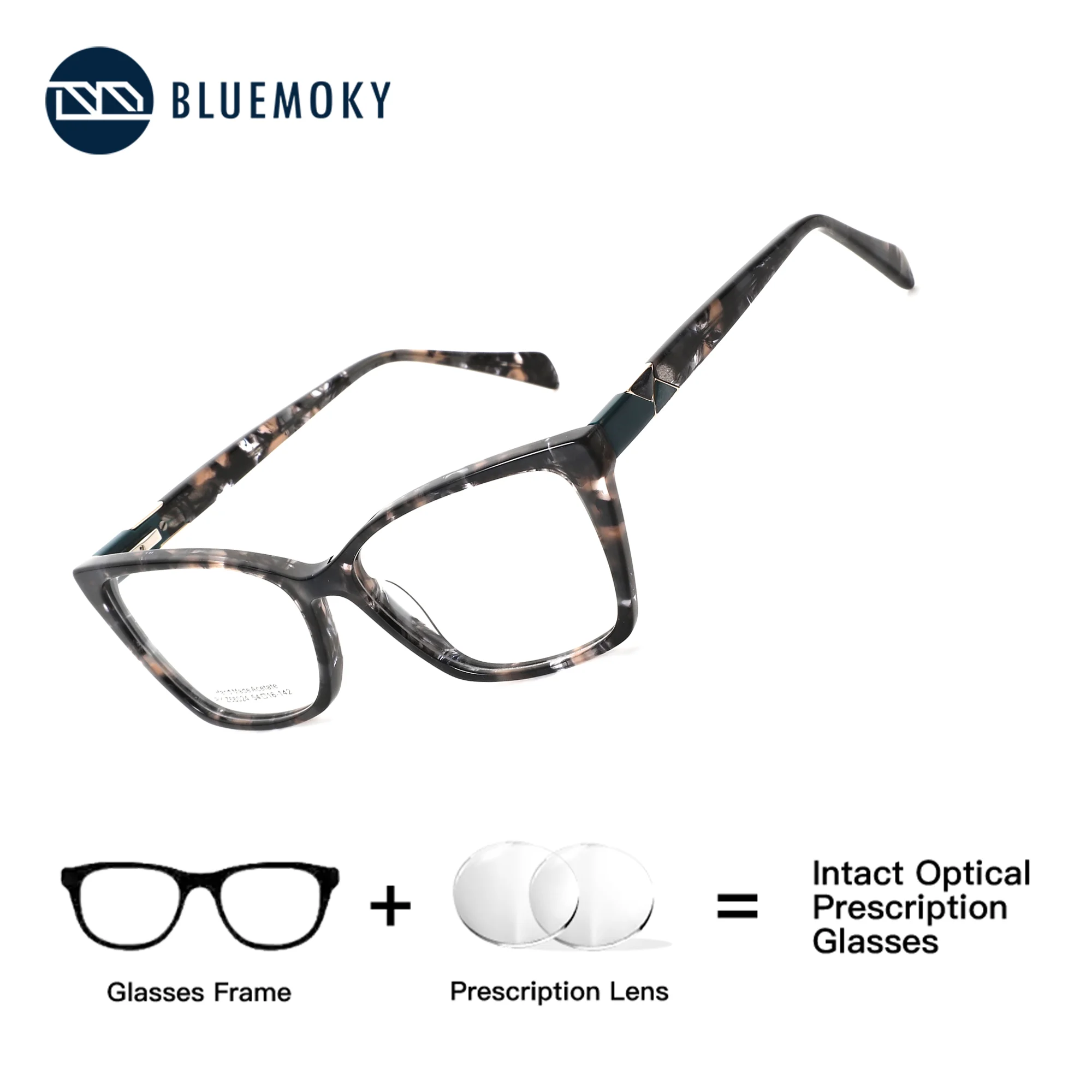 BLUEMOKY Lunettes de vue sur mesure en acétate, taille S, style papillon, photochromiques, anti-lumière bleue, pour femmes.